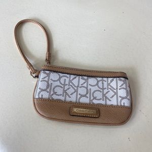 Calvin Klein Ck Brown Monogrammed Wristlet